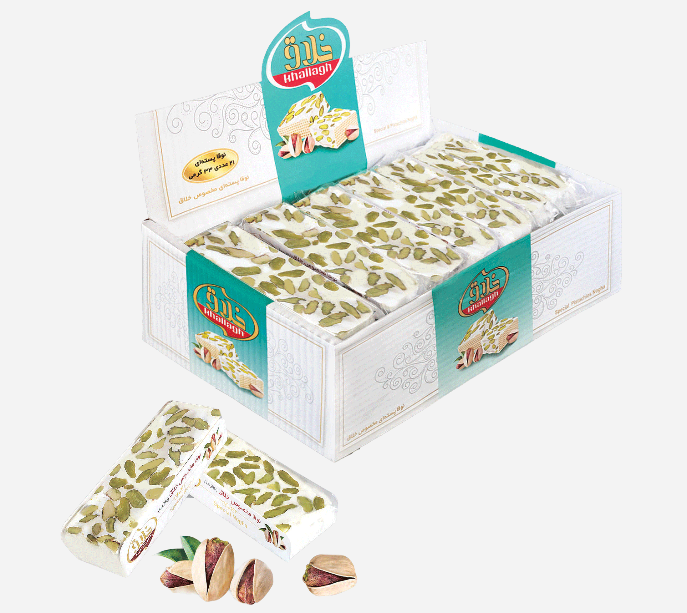 نوقا وانیلی پسته ای 10%-سوپری 21 لقمه 30 گرم