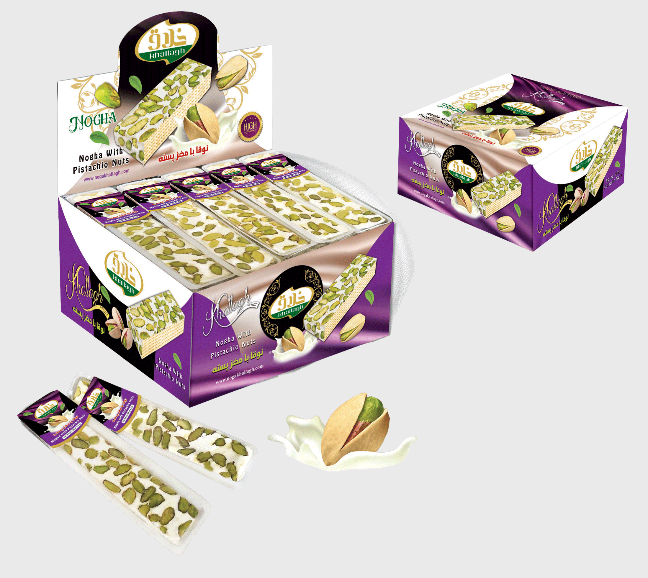 نوقا وانیلی پسته ای 20%-سوپری 21 لقمه 40 گرم