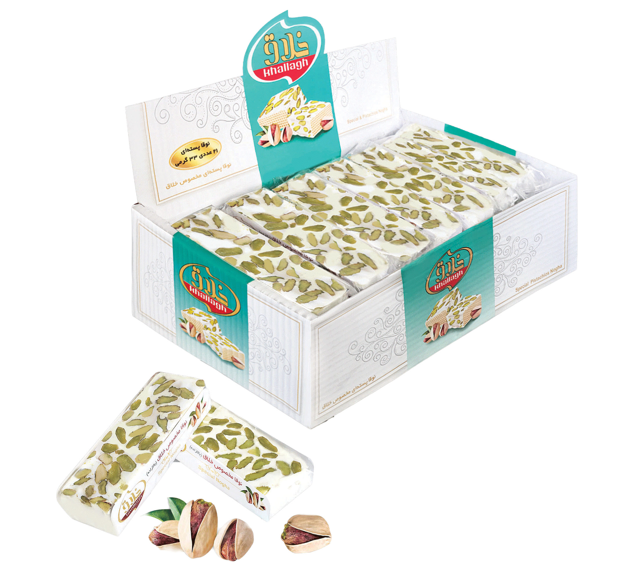 [20] نوقا پسته ای 10%-سوپری 21 لقمه 30 گرم